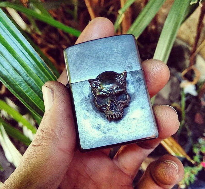 Custom DEVIL Zippo Solid Brass Hand Carved Bad Brasss Etsy