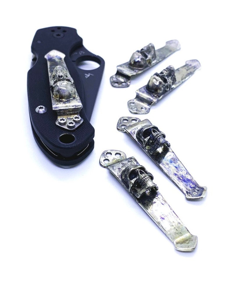 Spyderco Paramilitary 2 Pocket Clip \u2022 BAD BRASSS OXIDE Edition \u2022 Solid White Brass \u2022 Each Clip Is Handmade