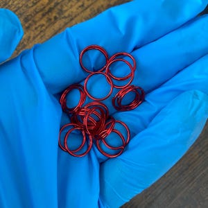 Micro Split Rings Ultralight Stainless Steel Anodized BRIGHT RED • 10x Pack Per Order • 12mm Size Keychain Accessories