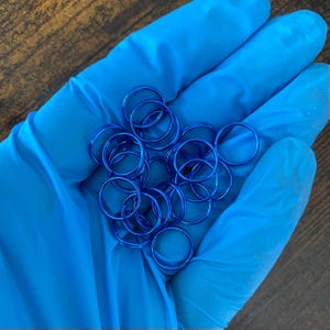 Micro Split Rings Ultralight Stainless Steel Anodized BRIGHT BLUE • 10x Pack Per Order • 12mm Size Keychain Accessories