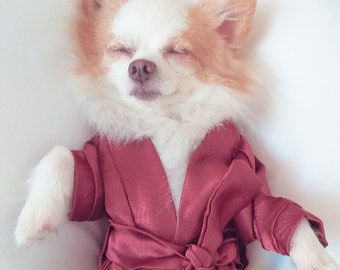 Bridal robe, dog bathrobe, bridesmaid robe, bride robe, satin robe, lace robe, wedding robe, pajamas for dogs, pet robe, dog wedding attire