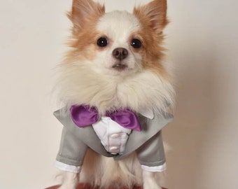 Dog tuxedo, dog wedding attire, designer dog clothes, dog ring bearer, custom dog clothes, dog outfit, dog suit, dog vest, chihuahua clothes