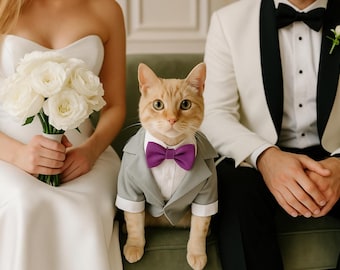 Cat Tuxedo: 4-Piece Formal Suit with Bow Tie