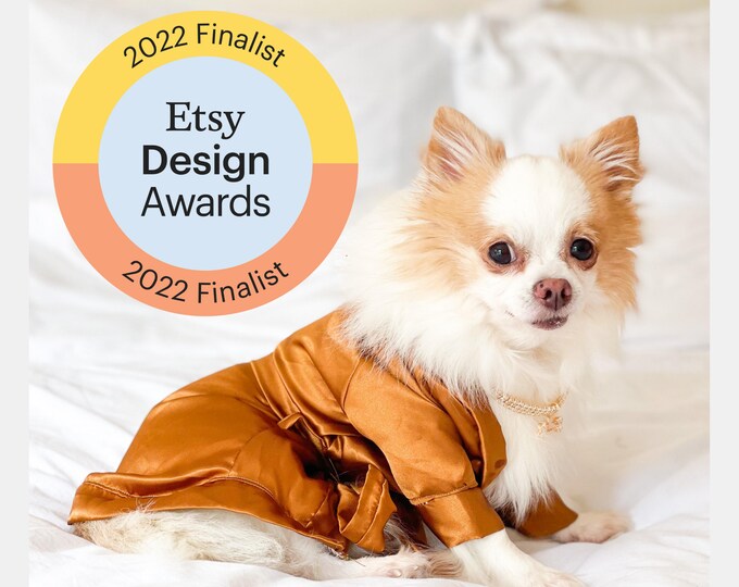 ETSY DESIGN AWARDS Finalista 2022, Bridal robe, dog bathrobe, bridesmaid robe, satin robe, lace robe, pajamas for dogs, dog wedding attire