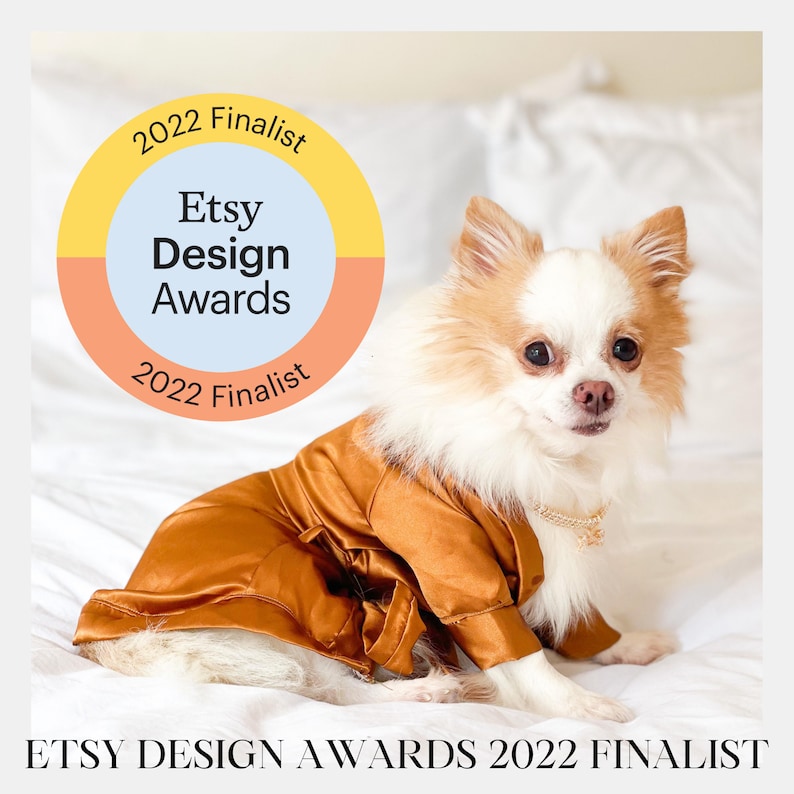 ETSY DESIGN AWARDS Finalista 2022, Bridal robe, dog bathrobe, bridesmaid robe, satin robe, lace robe, pajamas for dogs, dog wedding attire image 1