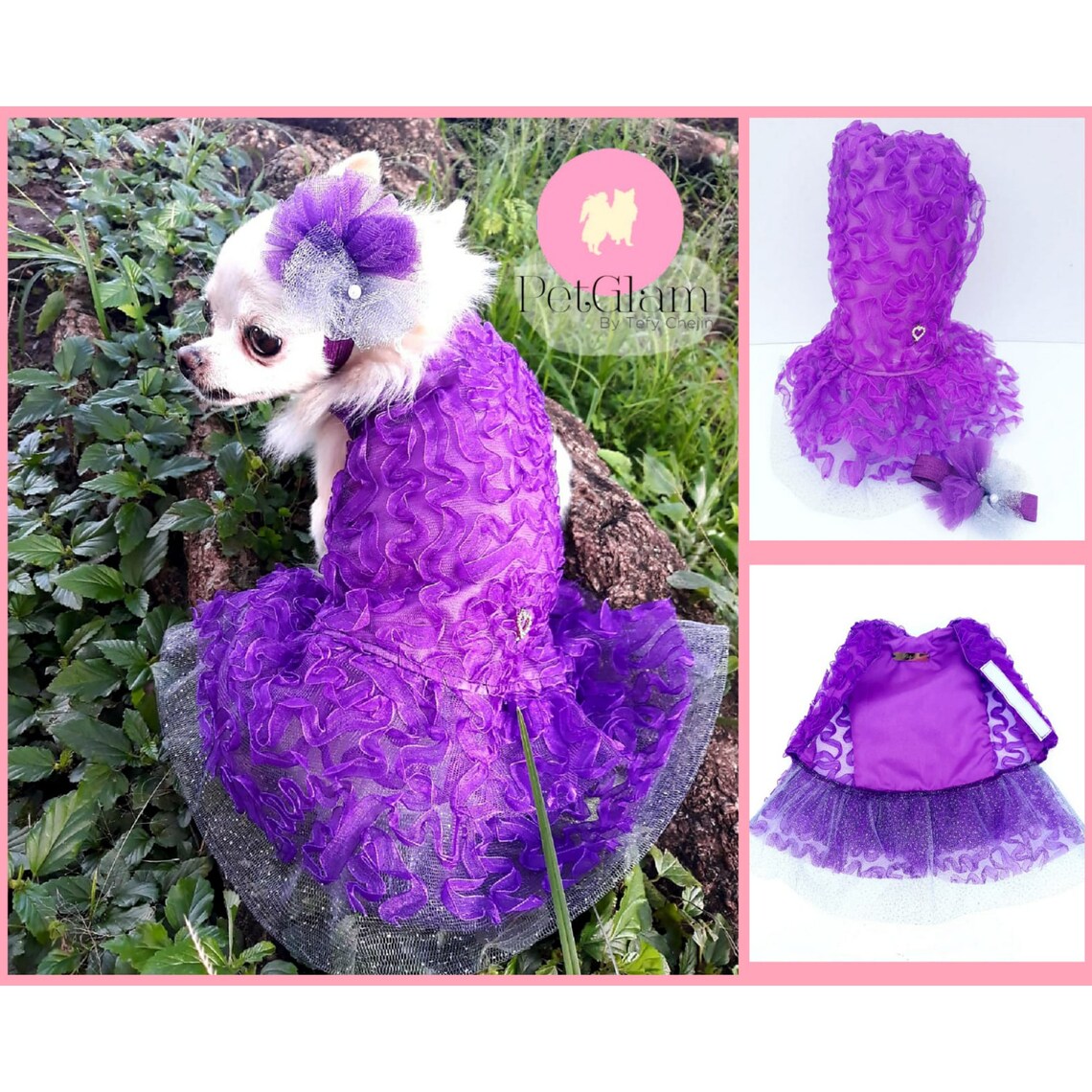 Purple Dog Dress dog Christmas outfit holiday dog dress Etsy