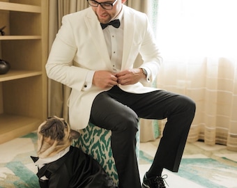 Custom Bulldog Tuxedo: 4-Piece Elegant Pet Outfit