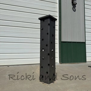 Garden Column - Garden Pillar - Star Pattern /  Steel Metal art / Metal Decor / Outdoor Decor / Garden Art / Lighted Column