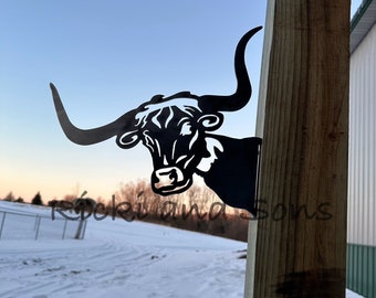 Longhorn Bull - Steel Metal art / Metal Decor / Outdoor Decor / Metal Sign