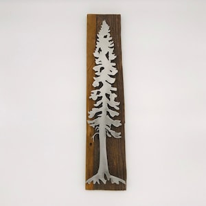 Set of Pine Tree on Barn Wood / Wood and Metal Signs / Rustic Sign / Wall Art / Wall Decor image 4