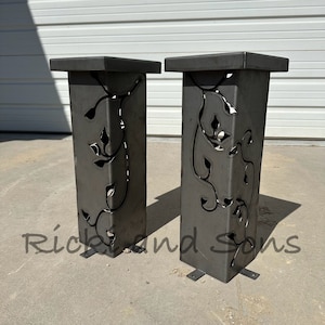 Garden Column - Garden Pillar - Vine Pattern /  Steel Metal art / Metal Decor / Outdoor Decor / Garden Art / Lighted Column