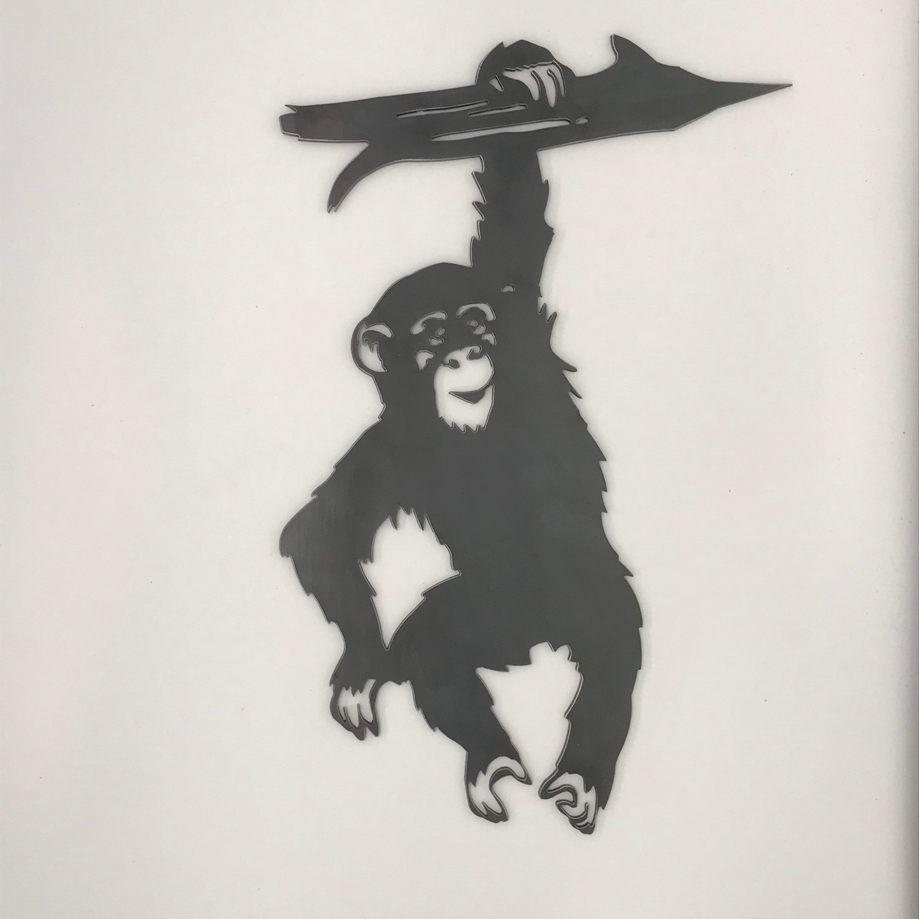 Hanging Monkey - Steel Metal art / Metal Home Decor / Steel Wall Decor / Metal Sign