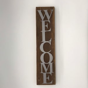 Welcome on Barn Wood Block Text / Wood and Metal Signs / Rustic Sign / Wall Art