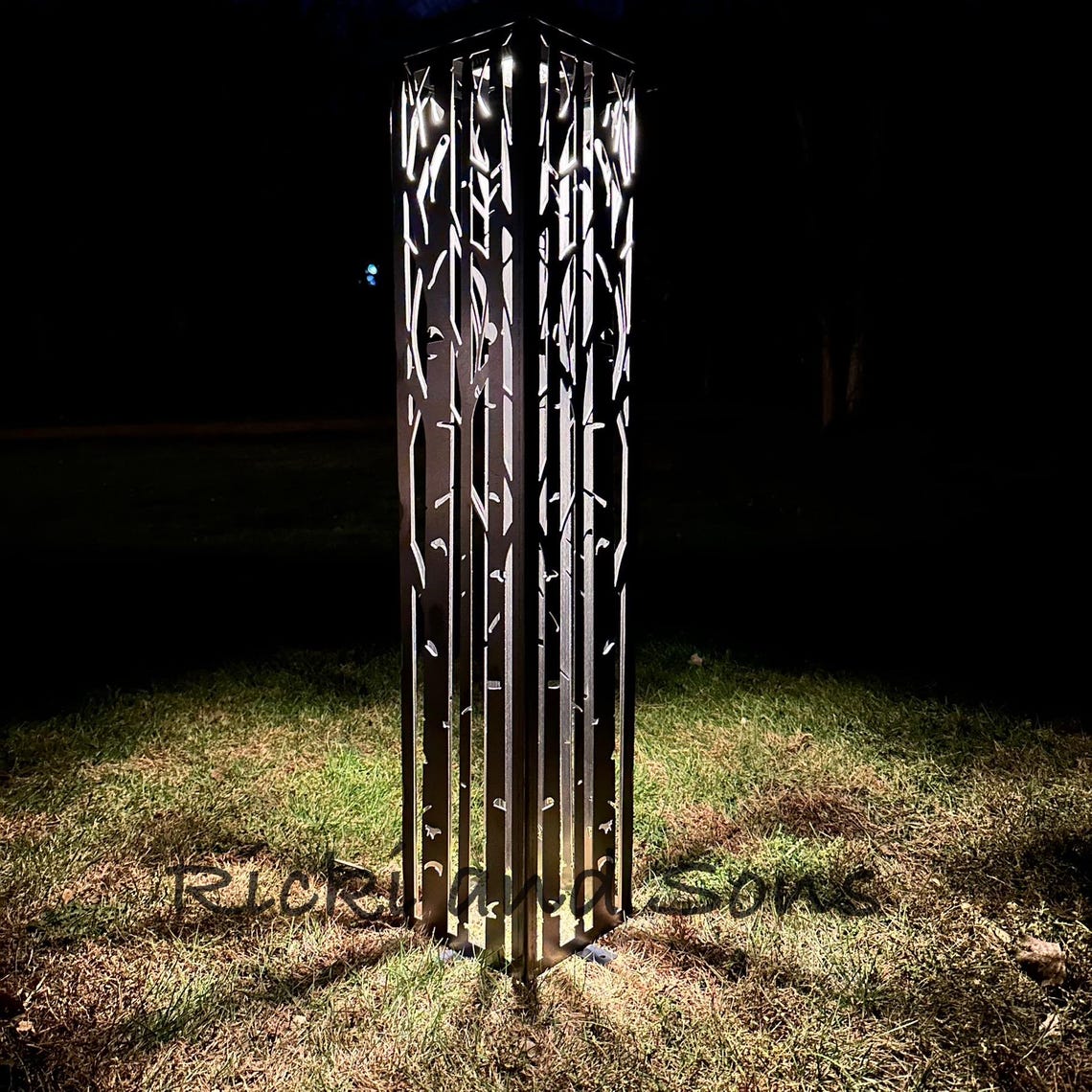Lighted Column Example Custom Sized Garden Column W/solar Lighted Top -garden Pillar - Birch ...
