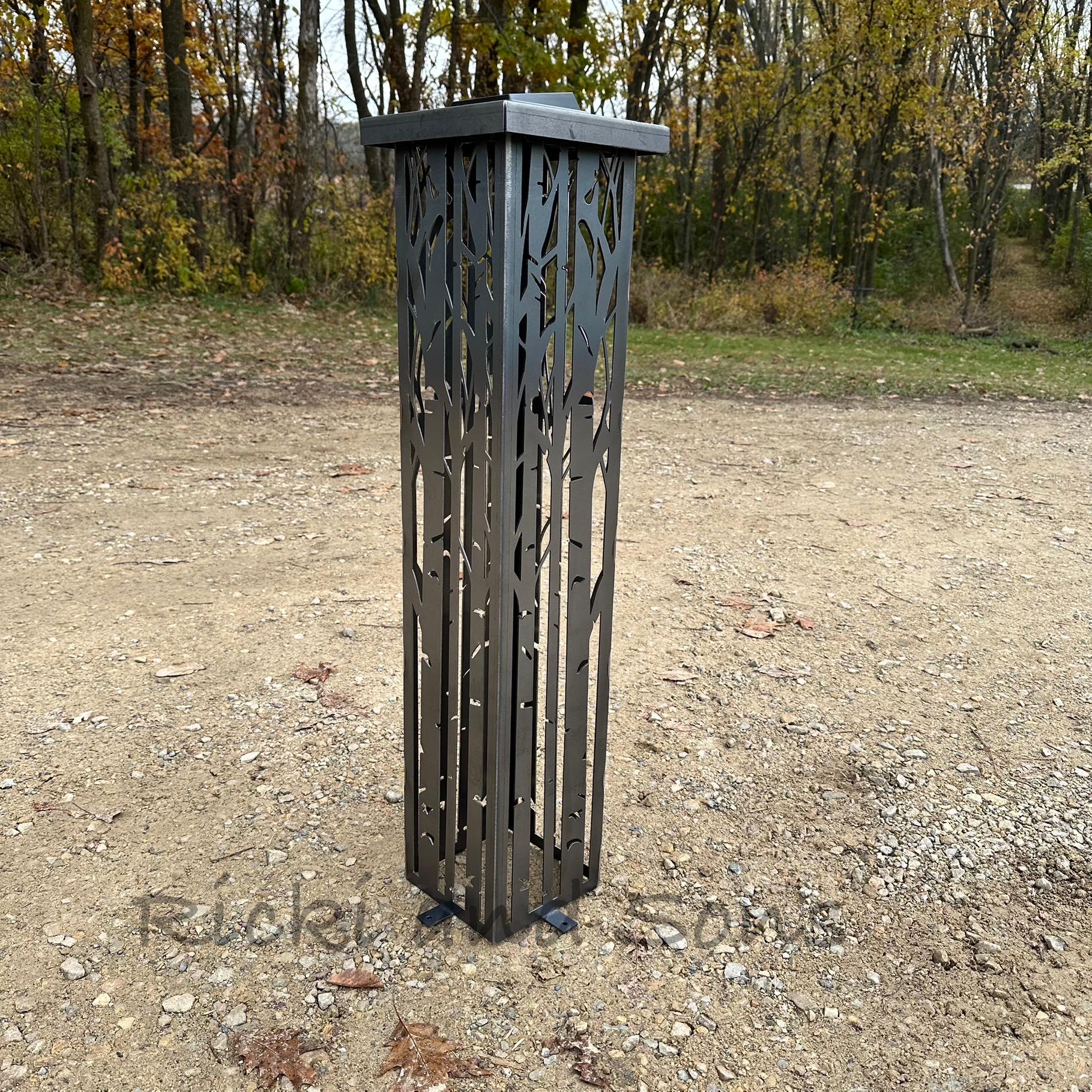 Column Design Tree Decor Custom Sized Garden Column W/solar Lighted Top -garden Pillar - Birch ...