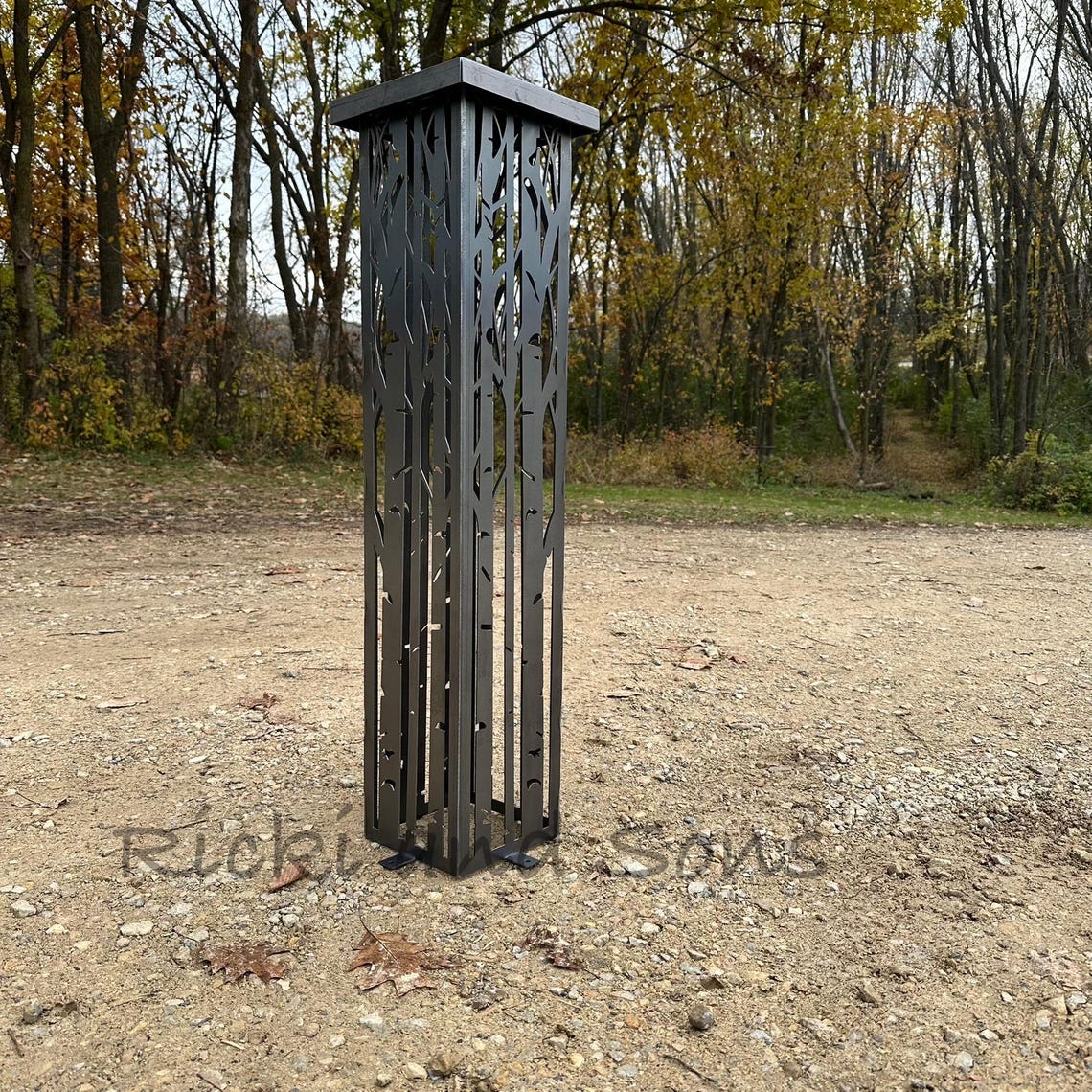 Column Design Tree Decor Custom Sized Garden Column W/solar Lighted Top -garden Pillar - Birch ...