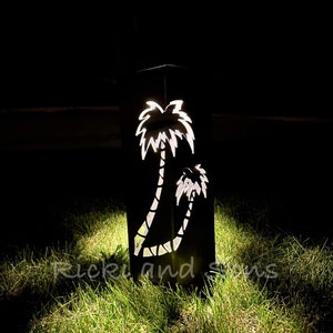 Garden Column - Garden Pillar - Palm Trees /  Steel Metal art / Metal Decor / Outdoor Decor / Garden Art / Lighted Column