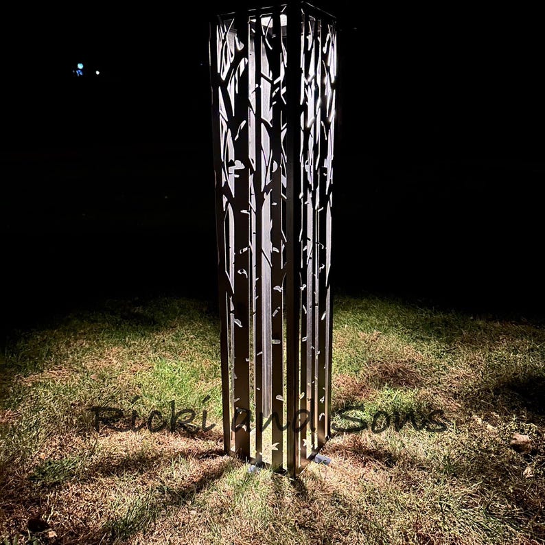 Column Design Tree Decor Custom Sized Garden Column W/solar Lighted Top -garden Pillar - Birch ...