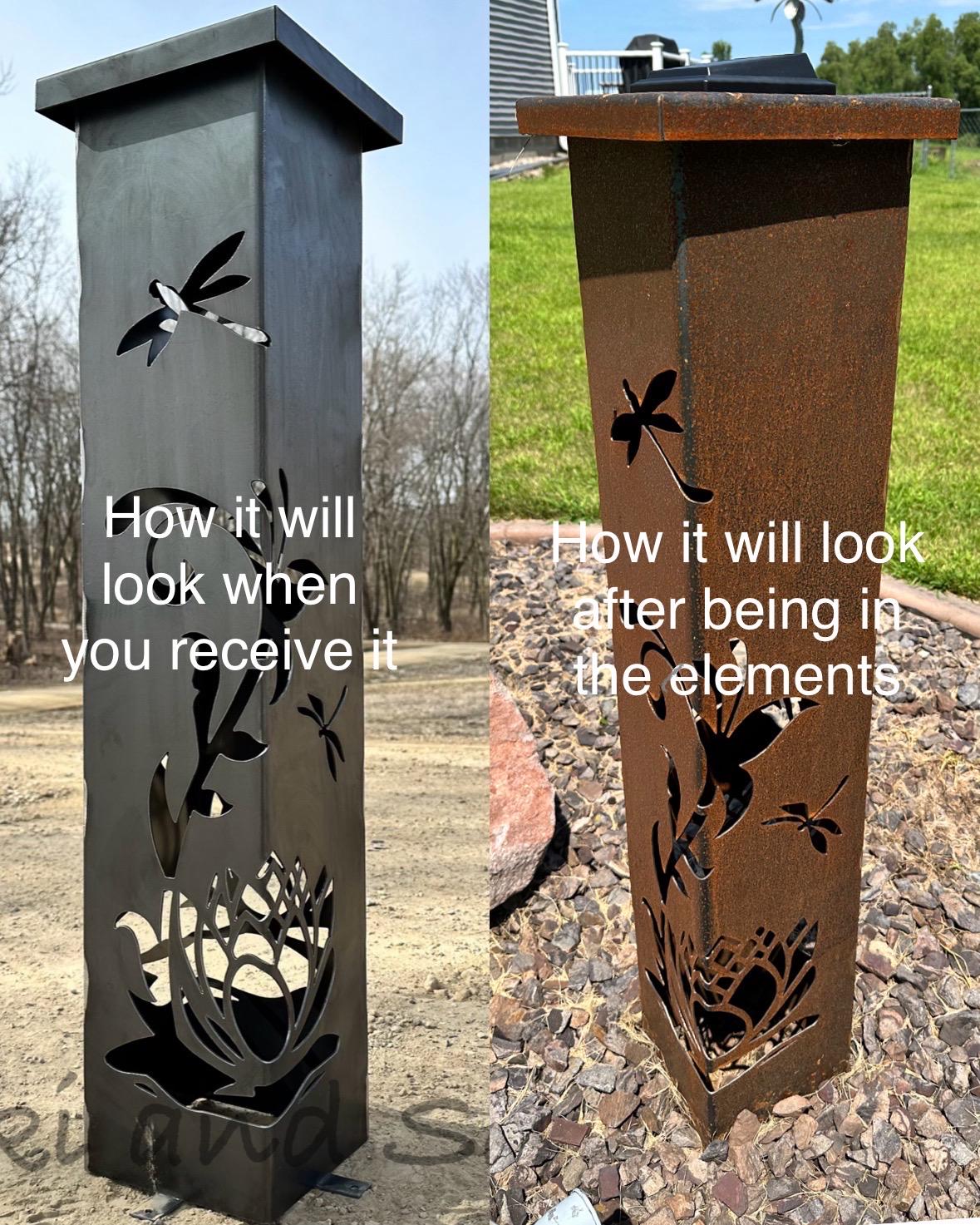 Column Design Tree Decor Custom Sized Garden Column W/solar Lighted Top -garden Pillar - Pine ...