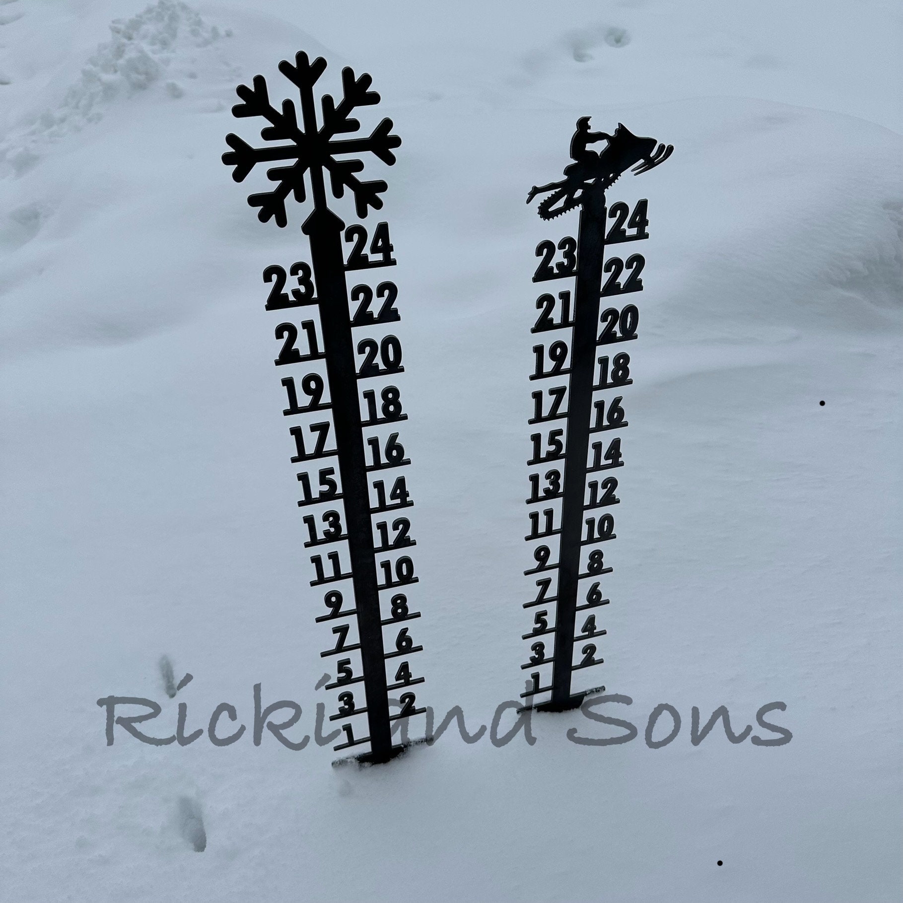 36 Inches Iron Art Snow Gauge, Handmade Metal Snow Depth Measuring