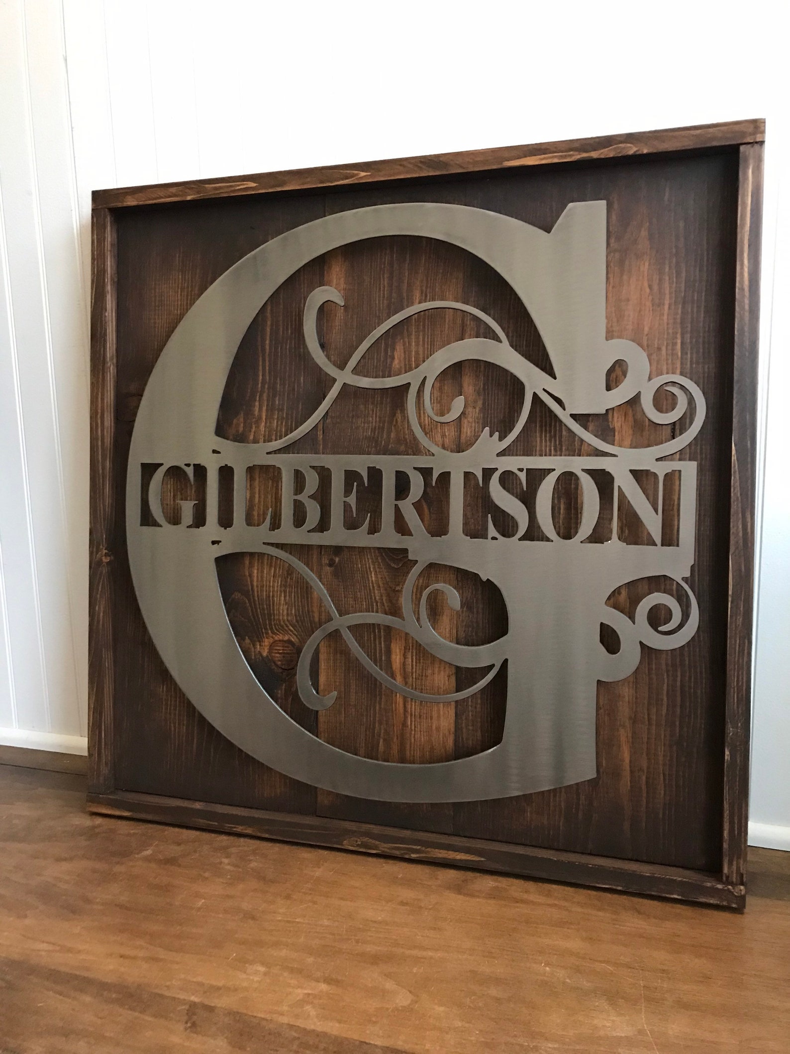 Custom Monogram / Wood and Metal Lake Signs / Rustic Lake Sign Etsy