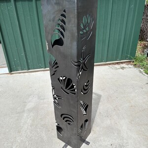 Seashell Column Garden Column - Garden Pillar - Seashell Pattern / Steel Metal Art ...