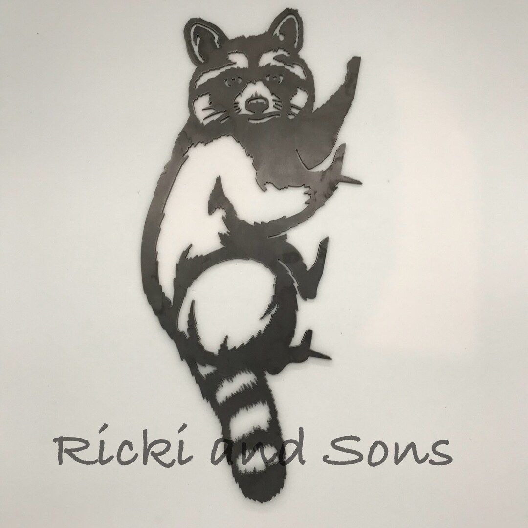Metal Racoon Panel Raccoon - Steel Metal Art / Metal Decor / Steel Wall Decor / Metal Sign ...