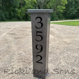 Address Column - Garden Pillar - /  Steel Metal art / Metal Decor / Outdoor Decor / Garden Art / Lighted Column