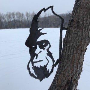 Sasquatch Face - Big Foot Face- Steel Metal art / Metal Decor / Outdoor Decor / Metal Sign
