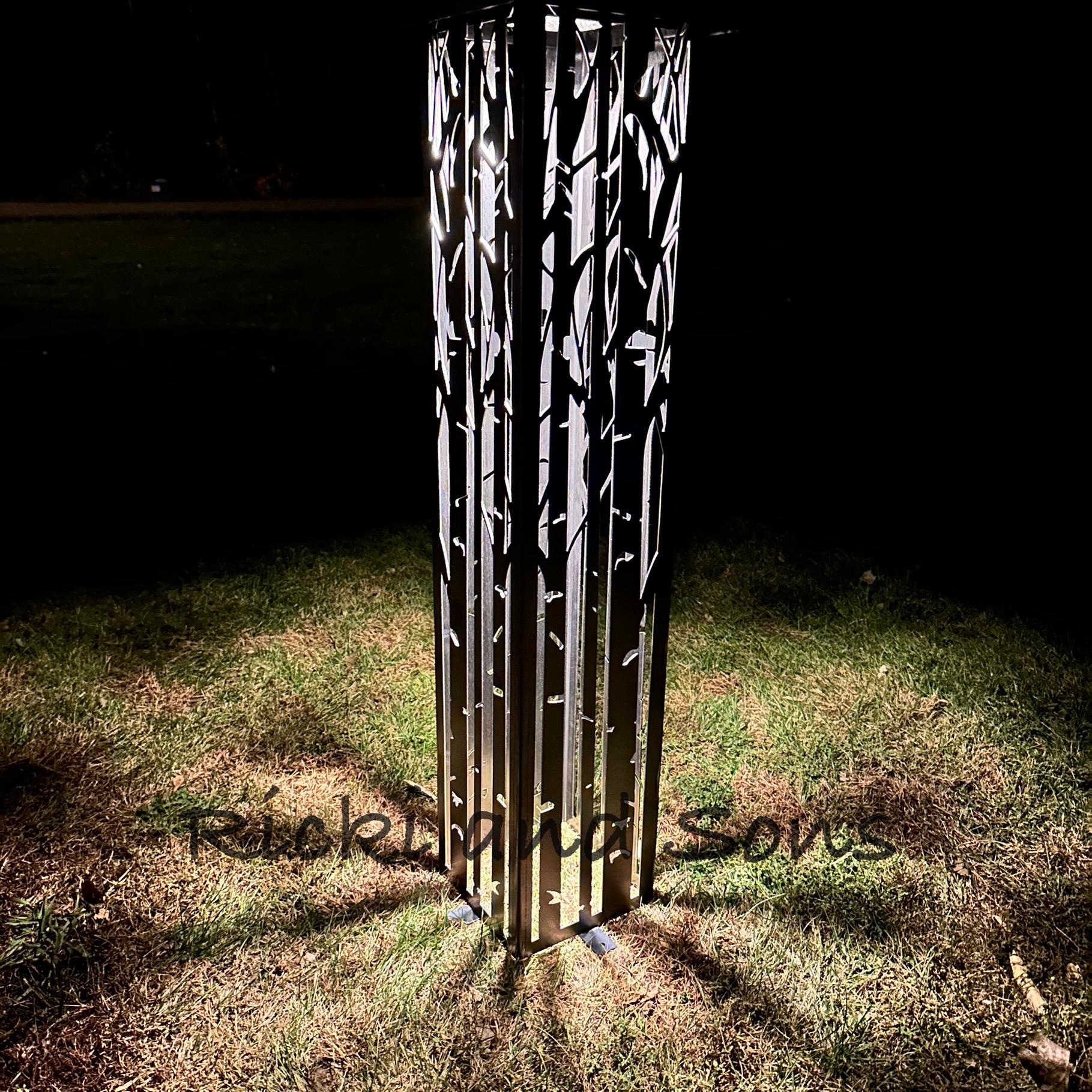 Column Design Tree Decor Custom Sized Garden Column W/solar Lighted Top -garden Pillar - Birch ...