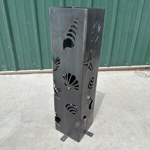 Seashell Column Garden Column - Garden Pillar - Seashell Pattern / Steel Metal Art ...