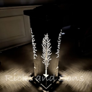 Custom Sized Garden Column w/Solar Lighted Top -Garden Pillar - Pine Tree Pattern / Metal Decor / Outdoor Decor /Garden Art /Lighted Column
