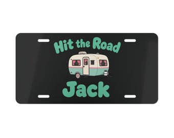 Hit the Road Jack Vanity Plate | Retro Camper License Plate | Vintage RV Decor | Camping Gift | Travel Trailer Car Tag