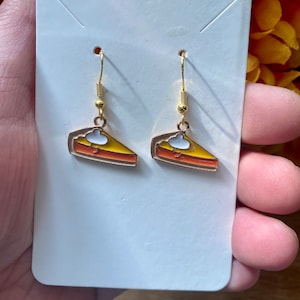 Pumpkin Pie Earrings-Pie Slice Earrings-Food Earrings-Desert Earrings-Holiday Earrings