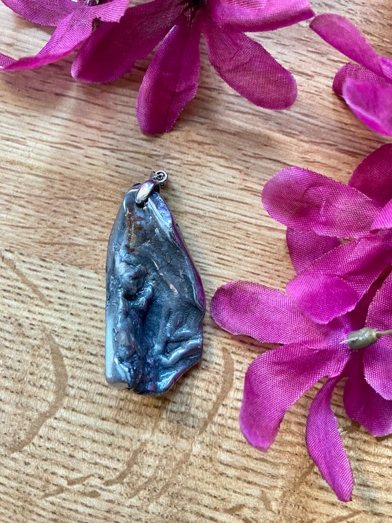 Silver Dipped Shell Pendant-Unique Shell Pendant-… - image 3