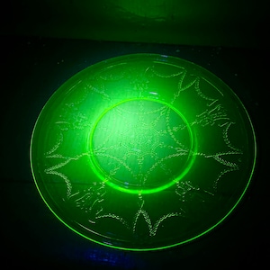 Vintage Uranium Hocking Glass Ballerina 8” Plate-Cameo Depression Glass Plate- Uranium Glass Plate 8”-Vintage Glass Plate