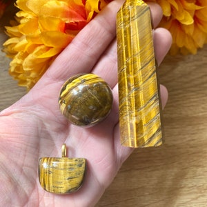 Tigers Eye Lot 3 Piece-Yellow Tiger Eye Bundle-Crystal Lot