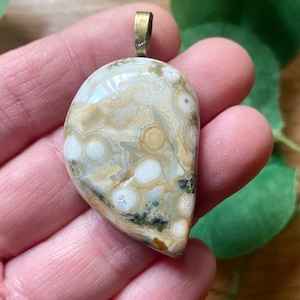Ocean Jasper Cabochon Pendant-Sea Jasper Pendant-Unique Crystal Pendant