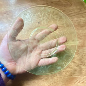 Vintage Uranium Hocking Glass Ballerina 6” Plate-Cameo Depression Glass Plate-Uranium Glass Plate 6”-Vintage UV Reactive Glass Plate