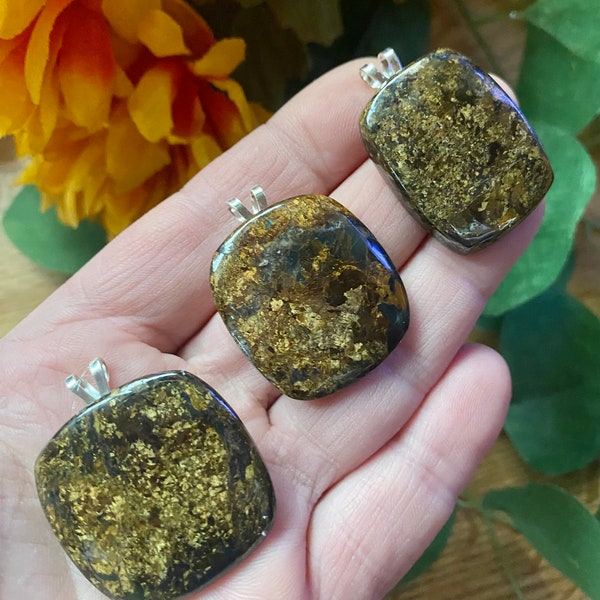 Bronzite Pendant-Bronzite Cabochon Pendant-Crystal Pendant-Bronzite Jewelry