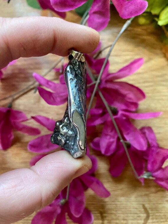 Silver Dipped Shell Pendant-Unique Shell Pendant-… - image 4