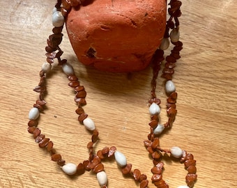 Vintage Apple And Cardamom Seed Beaded Necklace-Vintage Hippie Necklace-Vintage AppleSeed Jewelry-70’s Apple Seed Necklace