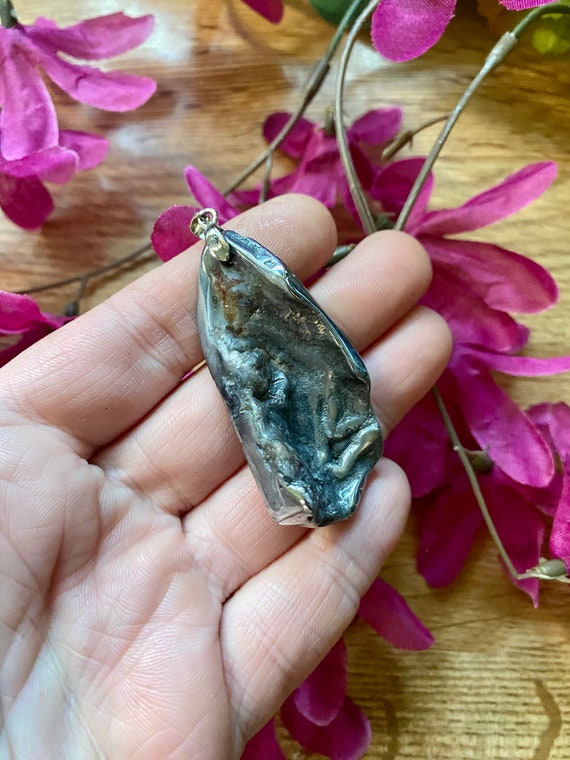 Silver Dipped Shell Pendant-Unique Shell Pendant-… - image 2