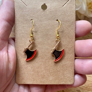 Battle Axe Earrings-Halloween Earrings-Hatchet Earrings-Spooky Earrings-Weapon Earrings