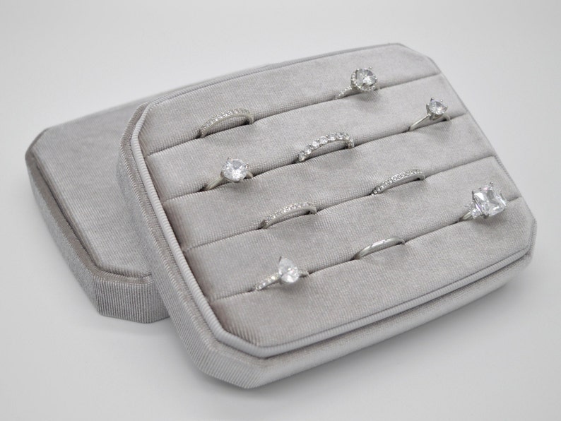 Keepsake Box Large Travel Velvet Ring Box in Blush Pink Velvet Jewelry Box Velvet Ring Box Fits 12 Rings Traveller Ring Box