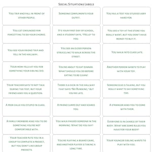 60 Social Situations Skills Behavior Labels Social Work and Therapy ...