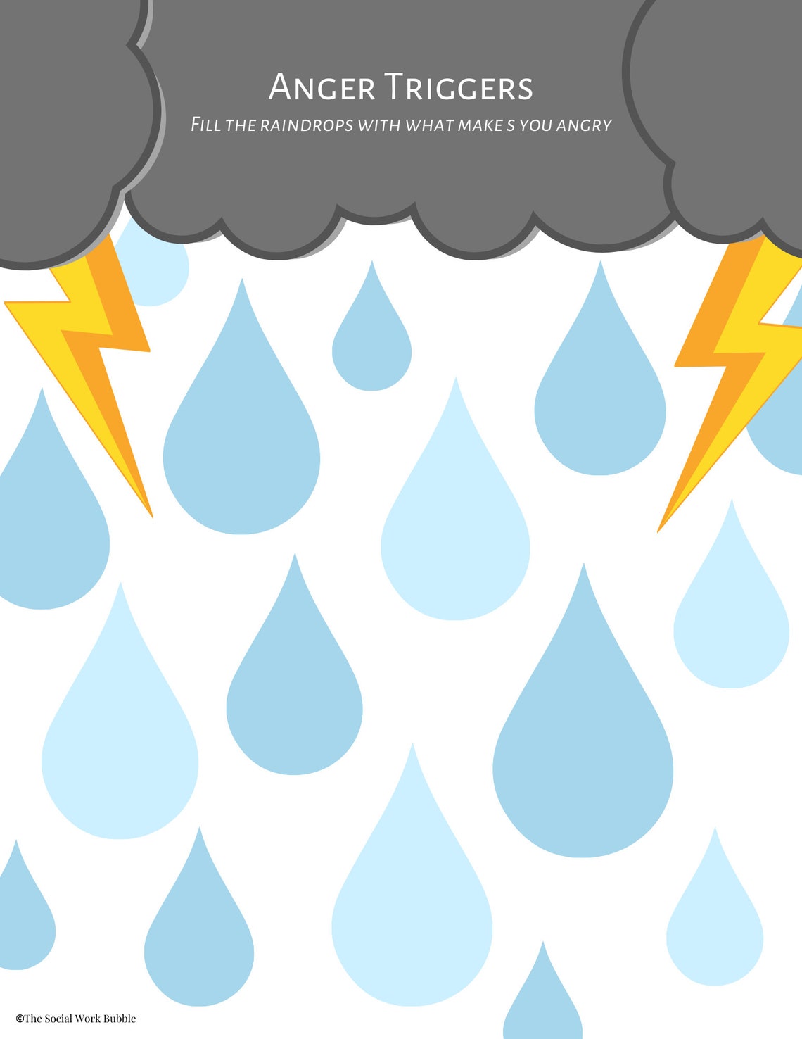 Anger Play Therapy Worksheets Activity For Kids Mental Etsy Canada