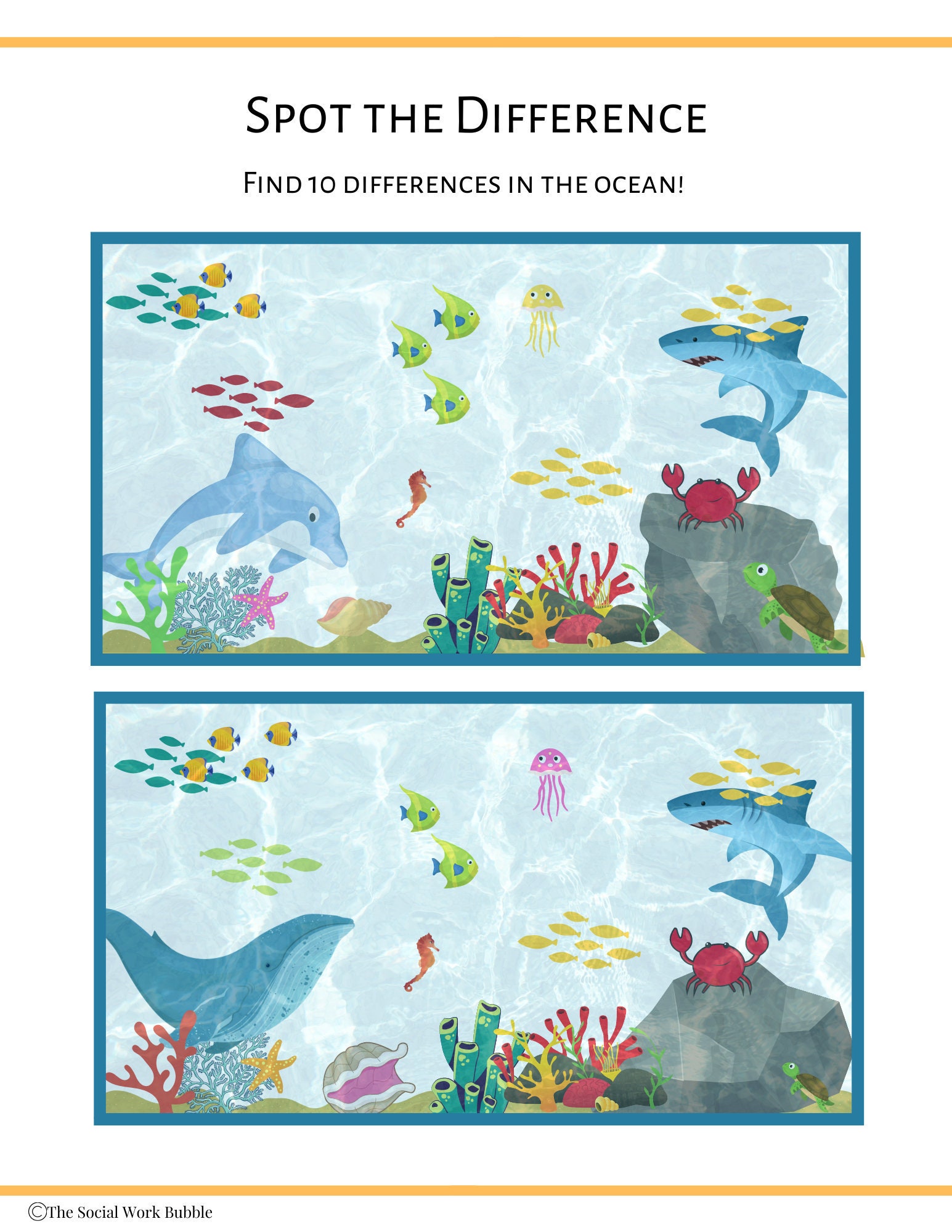 Therapy Worksheet Spot the Difference 3 Pages Digital | Etsy