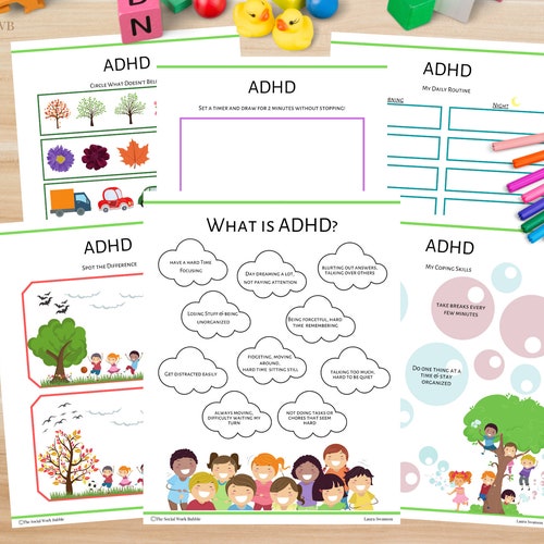 adhd play therapy worksheets activity for kids mental etsy australia