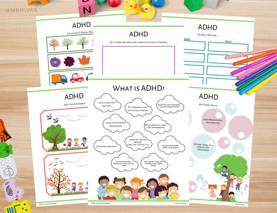adhd play therapy worksheets activity for kids mental etsy